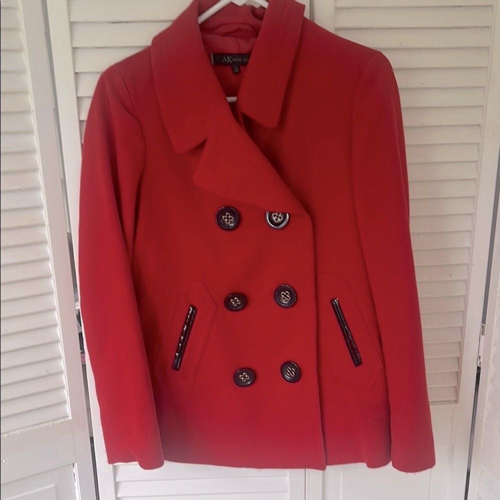 AK Anne Klein Women's Red Peacoat